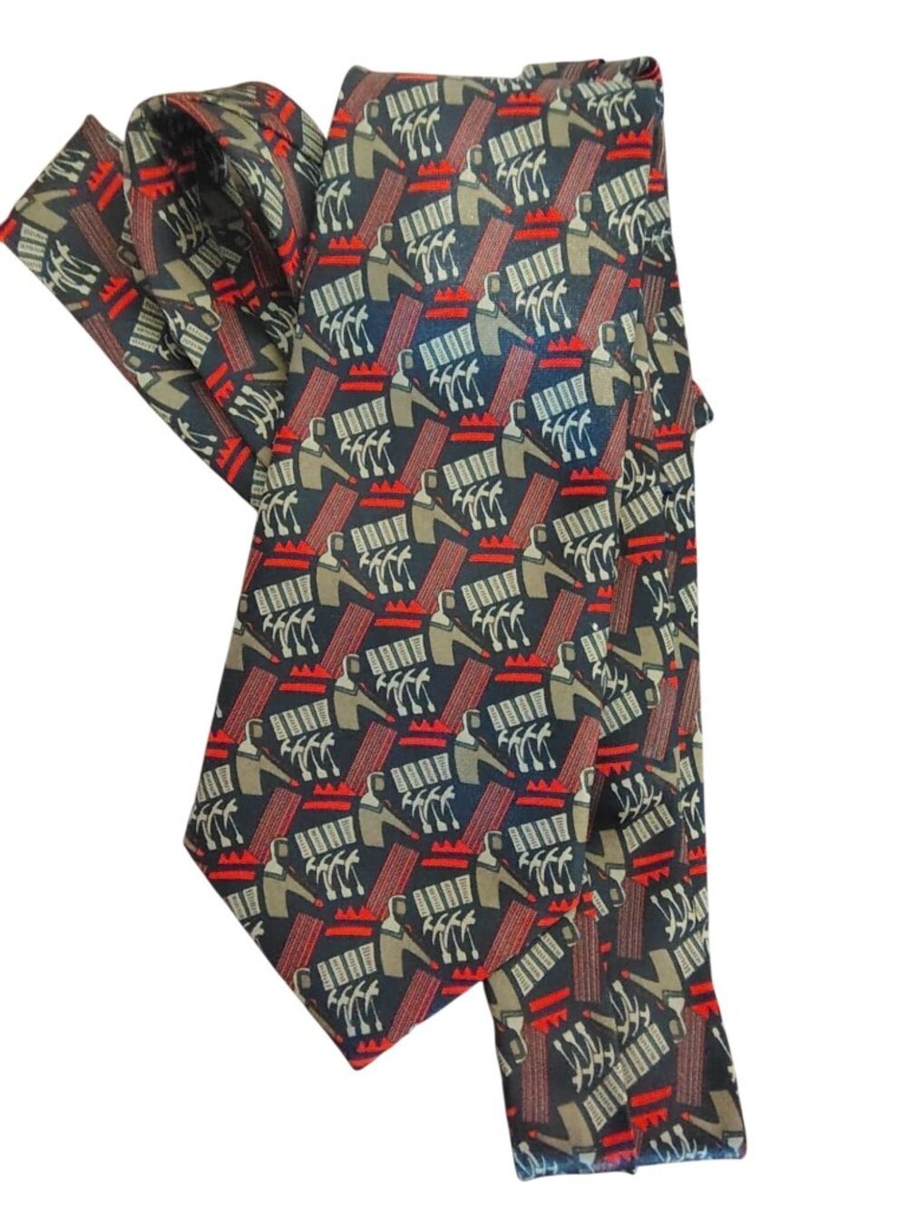 Handmade Picasso High Fashion Men's Tie Abstract Man Print, 60", Red Black Brown